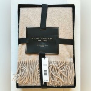 Elie Tahari Home Oatmeal Heather 100% Cashmere Throw Blanket 50” x 60”